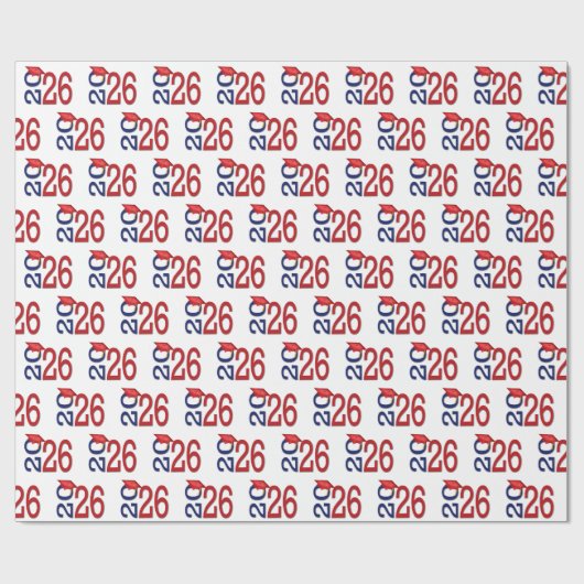 2025 Afstuderen rood en blauw Cadeaupapier (Vlak)