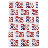 2025 Afstuderen rood en blauw Medium Cadeauzakje (Voorkant)