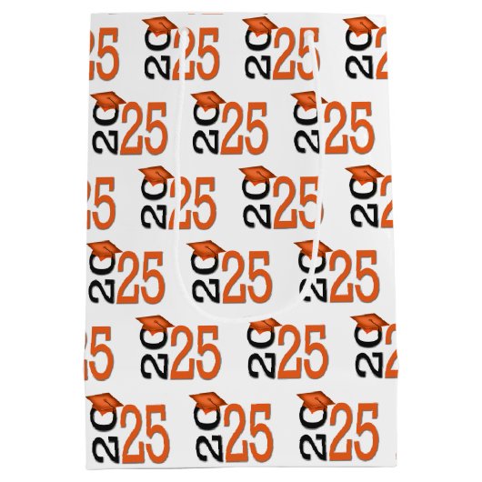 2025 Afstuderen Sinaasappel en zwart Medium Cadeauzakje (Achterkant)