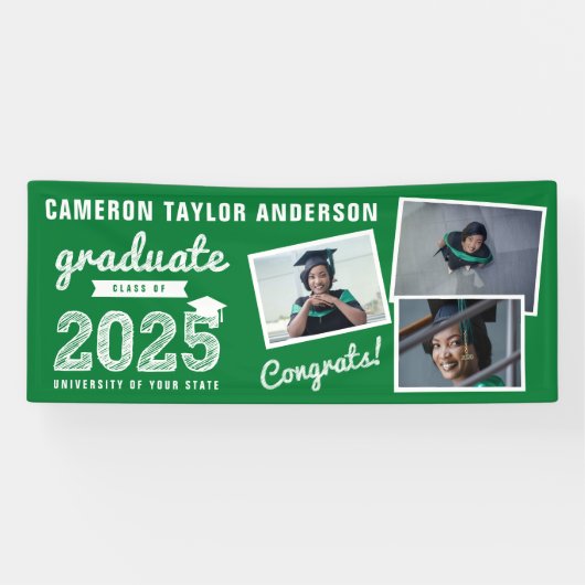 2025 Afstuderen Sketch Three Photo Graduation Part Spandoek (Horizontaal)