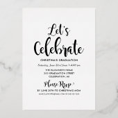 2025 Afstuderen Zwart Goud Script Fotocollage Folie Uitnodiging (Achterkant)