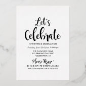 2025 Afstuderen Zwart Roos Gold Script Photo Colla Folie Uitnodiging (Achterkant)