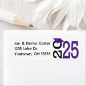 2025 Afstuderen Zwarte en Paarse Schoolkleuren Etiket (Insitu)