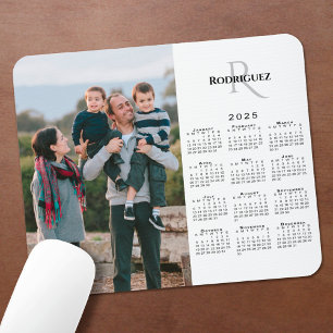 2025 Agenda Met Eigen Foto en Monogram Naam op Wit Muismat