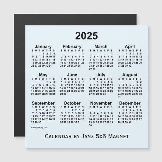 2025 Alice Blue Calendar van Janz 5x5 Magnet (Voorkant / Achterkant)