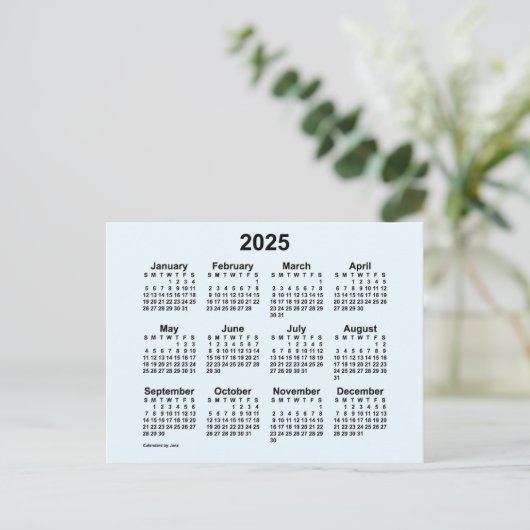 2025 Alice Blue Mini Calendar van Janz Briefkaart (Staand voorkant)
