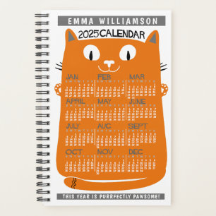 2025 Année Calendrier Mensuel Mi-siècle Orange Cha