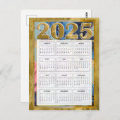 2025 Année En Un Coup D'Oeil Calendrier Carte Nouv (Devant / Derrière)