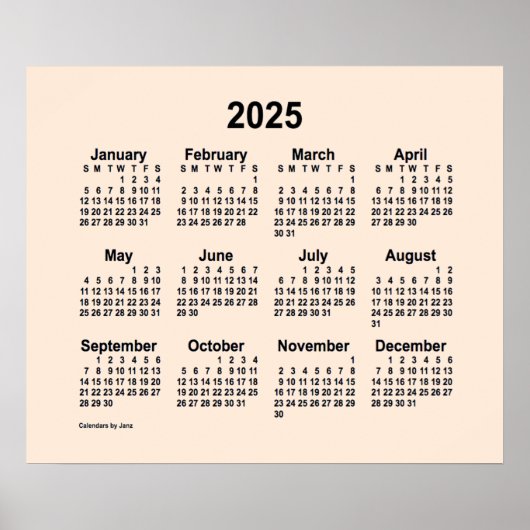 2025 Antieke Witte Kalender van Janz Print (Voorkant)