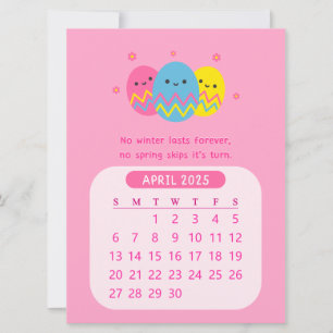 2025 April Maandelijkse Motiverende Pasen Kalender Kaart