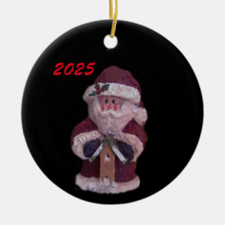2025 BIRDHOUSE SANTA CHRISTMAS KERAMISCH ORNAMENT