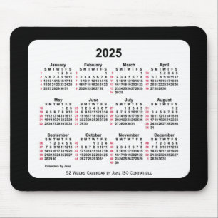 2025 Black 52 weken ISO-kalender van Janz Two Tone Muismat