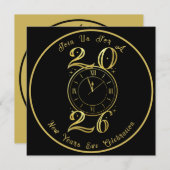 2025 Black Gold New Years Party Invitation (Devant / Derrière)