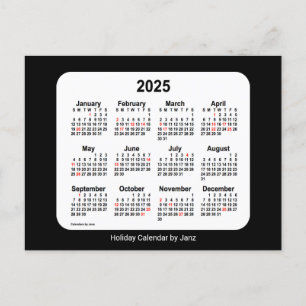 2025 Black Holiday Mini Calendar van Janz Feestdagenkaart