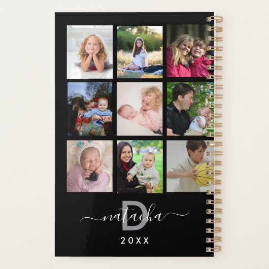 2025 Black Modern Creëer Uw eigen aangepaste famil Planner (Achterkant)