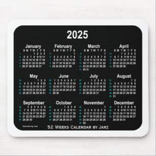 2025 Black Neon 52 weken agenda van Janz Muismat
