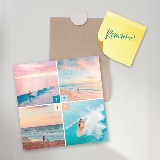 2025 Blocs de couleurs Nouvel An 4 Carte magnétiqu