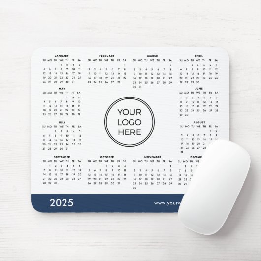 2025 Blue Business Calendar Muismat (Met muis)