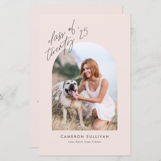 2025 Blush Arch Foto Afstuderen Aankondiging (Voorkant / Achterkant)