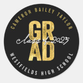 2025 Bold AFSTUDEERDER Goud & Zwart Stijlvol Afstu Ronde Sticker (Voorkant)