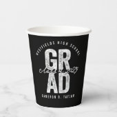 2025 Bold AFSTUDEERDER Silver Foil Modern Graduati Papieren Bekers (Achterkant)