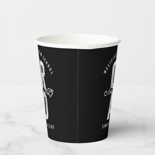 2025 Bold AFSTUDEERDER Silver Foil Modern Graduati Papieren Bekers (Rechts)