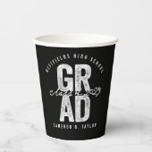 2025 Bold AFSTUDEERDER Silver Foil Modern Graduati Papieren Bekers (Voorkant)