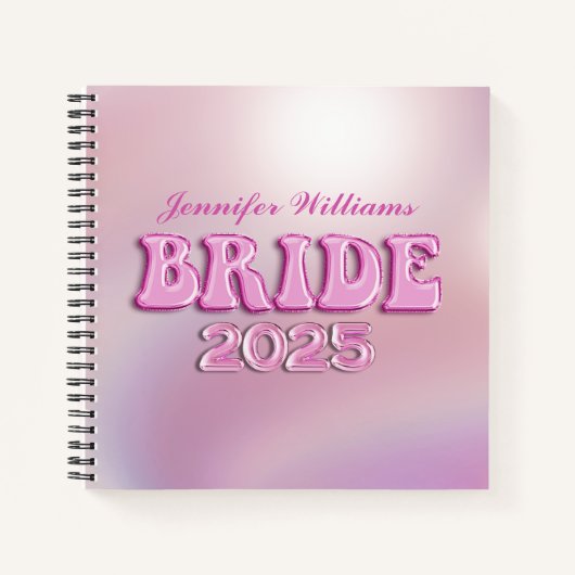 2025 Bruid Retro Roze script gepersonaliseerd Notitieboek (Voorkant)