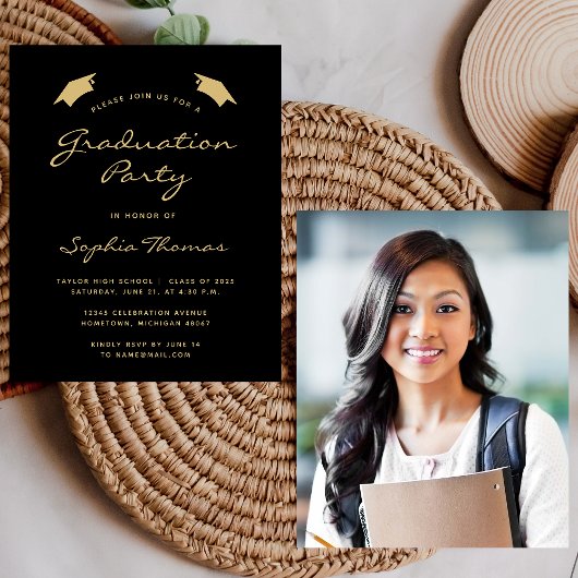 2025 Budget Modern Black Gold Graduation Party