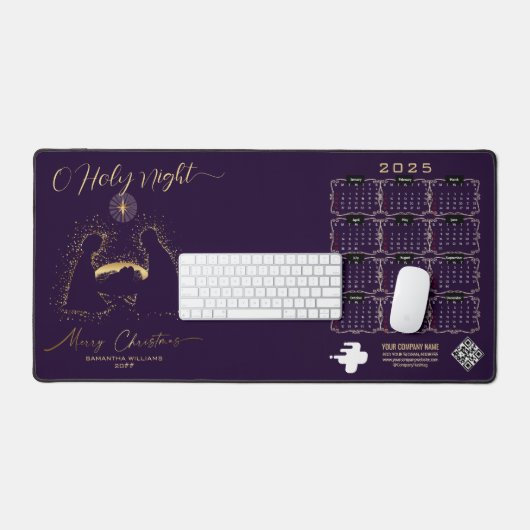 2025 Calendar Nativity Manger O Holy Night Script (Clavier et souris)