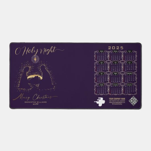 2025 Calendar Nativity Manger O Holy Night Script (Recto)