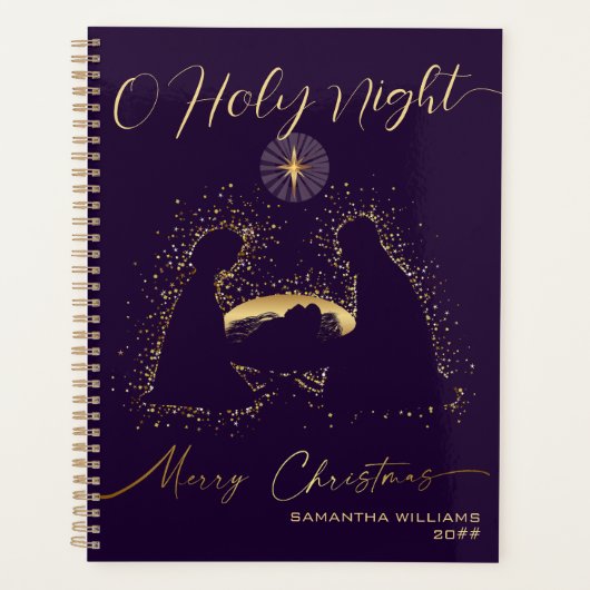 2025 Calendar Nativity Manger O Holy Night Script (Devant)
