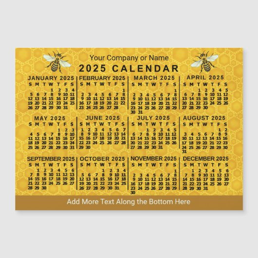 2025 Calendrier Bee Honeycomb Apiary Magnet person (Devant)