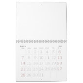 2025 Calendrier Blanc Avec Vacances Nombres Grands (Mar 2027)