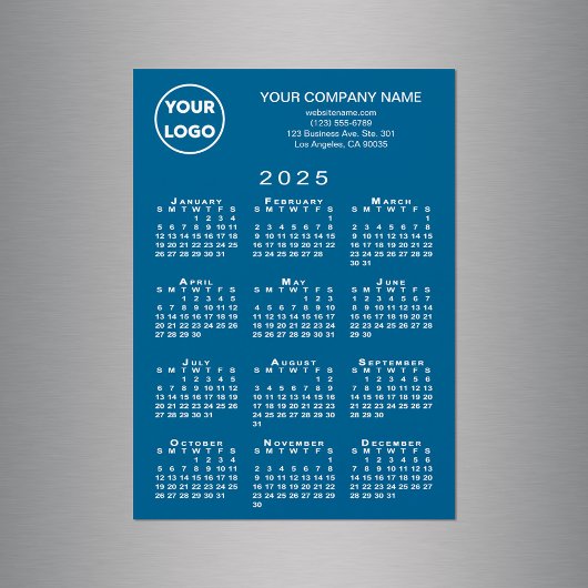 2025 Calendrier Business Logo Texte Blue Magnet Ca