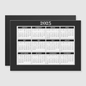 2025 Calendrier Carte magnétique blanche noire mod (Devant / Derrière)