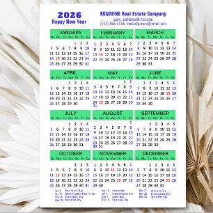 2025 Calendrier Carte magnétique d'entreprise bleu