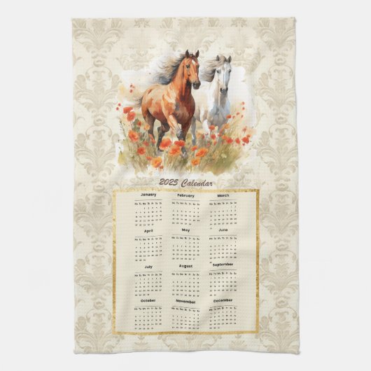 2025 Calendrier Cheval de serviette au coucher du  (Vertical)