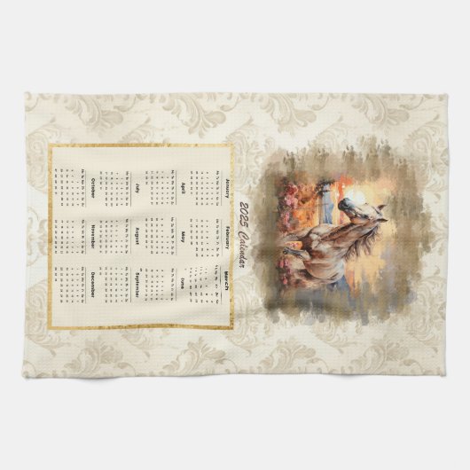 2025 Calendrier Cheval de serviette au coucher du (Horizontal)