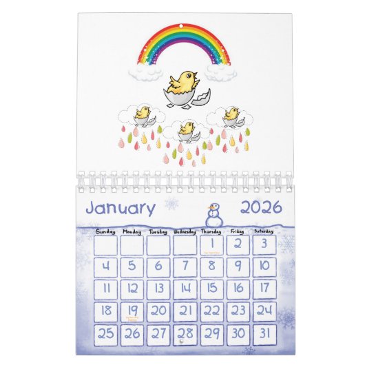 2025 Calendrier Chicks Rainbow (Jan 2026)