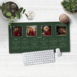 2025 Calendrier Forêt verte photo moderne Collage<br><div class="desc">Calendrier 2025 Pleine année Minimaliste Forêt Classique Green Desk Mat Pad de souris avec votre nom et 4 de vos photos préférées! 🌟 C'est pour 2025 🌟 Cette version est en vert de forêt chic, mais les couleurs peuvent facilement être customisées ! Veuillez nous contacter à cedarandstring@gmail.com si vous avez...</div>