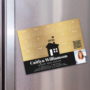 2025 Calendrier Gold Realtor Photo QR Code Magnet