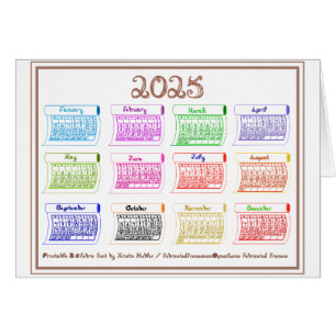 2025 Calendrier Ligne Boulons d'art de couleur de