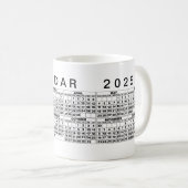 2025 Calendrier Mug noir blanc (Devant droit)