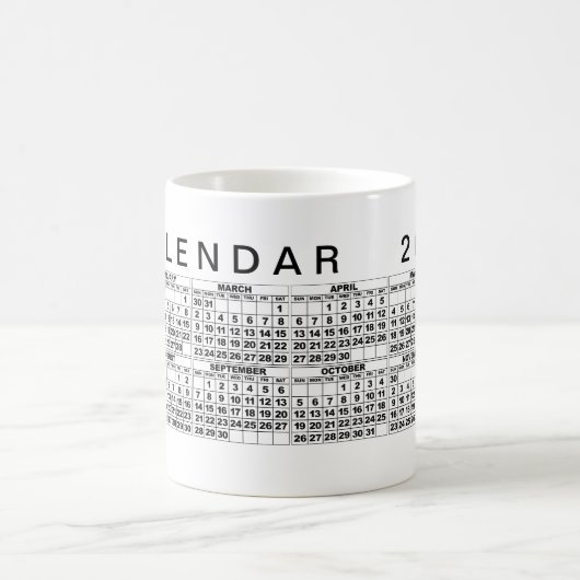 2025 Calendrier Mug noir blanc (Centre)