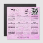 2025 Calendrier QR Code Business Logo Pink Magnet (Devant / Derrière)