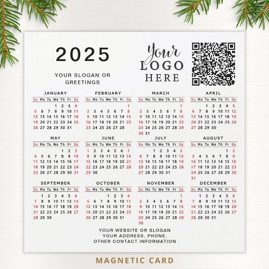 2025 Calendrier QR Code Entreprise Logo Magnet