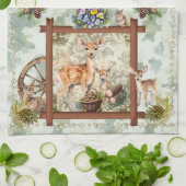 2025 Calendrier Serviette Deer Buck Pansies Acorns (Plié)