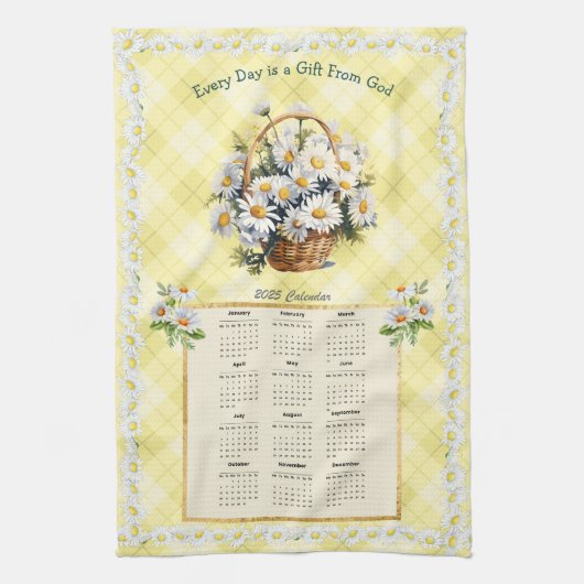2025 Calendrier Serviette Jaune Daisy Don de Dieu (Vertical)