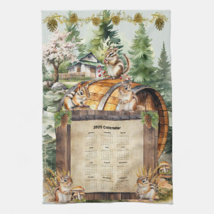 2025 Calendrier Serviettes Cute Chipmunks